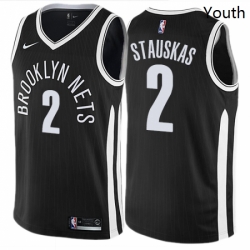 Youth Nike Brooklyn Nets 2 Nik Stauskas Swingman Black NBA Jersey City Edition 