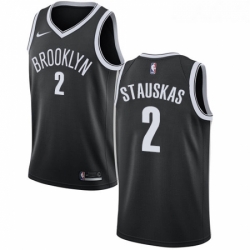 Youth Nike Brooklyn Nets 2 Nik Stauskas Swingman Black Road NBA Jersey Icon Edition 