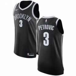 Youth Nike Brooklyn Nets 3 Drazen Petrovic Authentic Black Road NBA Jersey Icon Edition