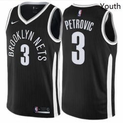 Youth Nike Brooklyn Nets 3 Drazen Petrovic Swingman Black NBA Jersey City Edition