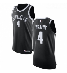 Youth Nike Brooklyn Nets 4 Jahlil Okafor Authentic Black Road NBA Jersey Icon Edition 