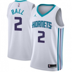 Men Nike Charlotte Hornets 2 LaMelo Ball White NBA Jordan Swingman Association Edition Jersey