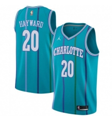 Men Nike Charlotte Hornets 20 Gordon Hayward Aqua NBA Jordan Swingman Hardwood Classics Jersey