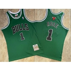 Men Chicago Bulls 1 Derrick Rose Green 2008 09 Hardwood Classics Jersey