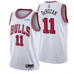 Men Chicago Bulls 11 DeMar DeRozan 75th Anniversary White Swingman Stitched Basketball Jersey