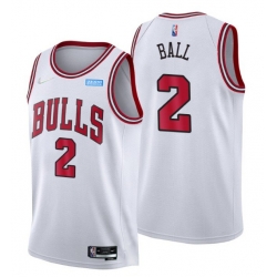 Men Chicago Bulls 2 Lonzo Ball 75th Anniversary White Swingman Stitched Basketball Jersey