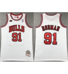 Men Chicago Bulls 91 Dennis Rodman White 1997 98 Stitched Basketball Jersey