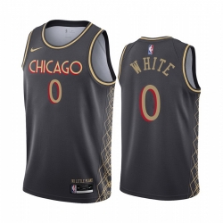 Men Nike Chicago Bulls 0 Coby White Black NBA Swingman 2020 21 City Edition Jersey