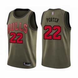 Mens Chicago Bulls 22 Otto Porter Swingman Green Salute to Service Basketball Jersey 