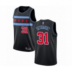 Mens Chicago Bulls 31 Tomas Satoransky Authentic Black Basketball Jersey City Edition 