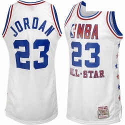 Mens Mitchell and Ness Chicago Bulls 23 Michael Jordan Authentic White 1985 All Star Throwback NBA Jersey