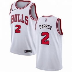 Mens Nike Chicago Bulls 2 Jabari Parker Swingman White NBA Jersey Association Edition 