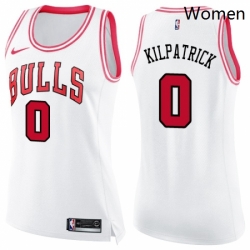 Womens Nike Chicago Bulls 0 Sean Kilpatrick Swingman White Pink Fashion NBA Jersey 