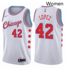 Womens Nike Chicago Bulls 42 Robin Lopez Swingman White NBA Jersey City Edition