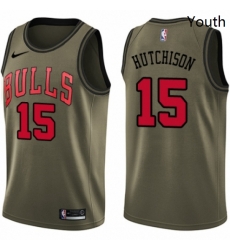 Youth Nike Chicago Bulls 15 Chandler Hutchison Swingman Green Salute to Service NBA Jersey 