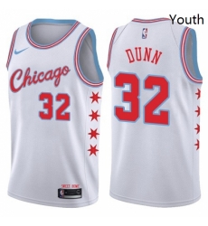 Youth Nike Chicago Bulls 32 Kris Dunn Swingman White NBA Jersey City Edition