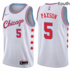 Youth Nike Chicago Bulls 5 John Paxson Swingman White NBA Jersey City Edition 