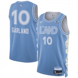 Men Cleveland Cavaliers 10 Darius Garland Light Blue 2024 25 City Edition Stitched Jersey