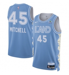 Men Cleveland Cavaliers 45 Donovan Mitchell Light Blue 2024 25 City Edition Stitched Jersey