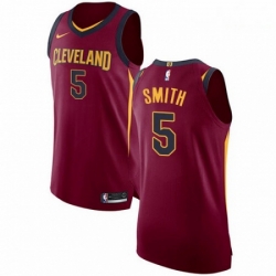 Mens Nike Cleveland Cavaliers 5 JR Smith Authentic Maroon Road NBA Jersey Icon Edition