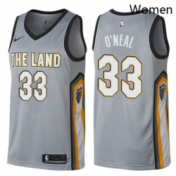 Womens Nike Cleveland Cavaliers 33 Shaquille ONeal Swingman Gray NBA Jersey City Edition