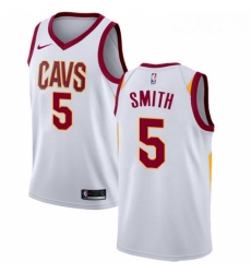 Womens Nike Cleveland Cavaliers 5 JR Smith Authentic White Home NBA Jersey Association Edition