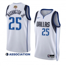 Men Dallas Mavericks 25 P J  Washington Jr  White 2024 Finals Association Edition Stitched Basketball Jersey
