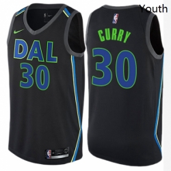 Youth Nike Dallas Mavericks 30 Seth Curry Swingman Black NBA Jersey City Edition 