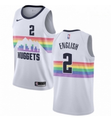 Mens Nike Denver Nuggets 2 Alex English Swingman White NBA Jersey City Edition