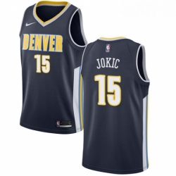 Womens Nike Denver Nuggets 15 Nikola Jokic Authentic Navy Blue Road NBA Jersey Icon Edition