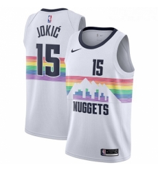 Womens Nike Denver Nuggets 15 Nikola Jokic Swingman White NBA Jersey City Edition