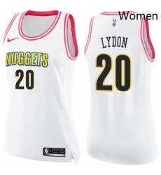 Womens Nike Denver Nuggets 20 Tyler Lydon Swingman WhitePink Fashion NBA Jersey 