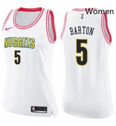 Womens Nike Denver Nuggets 5 Will Barton Swingman WhitePink Fashion NBA Jersey