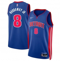 Men Detroit Pistons 8 Tim Hardaway Jr Blue 2024 Icon Edition Stitched Jersey