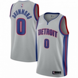 Mens Nike Detroit Pistons 0 Andre Drummond Authentic Silver NBA Jersey Statement Edition