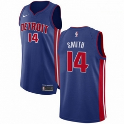 Mens Nike Detroit Pistons 14 Ish Smith Authentic Royal Blue Road NBA Jersey Icon Edition