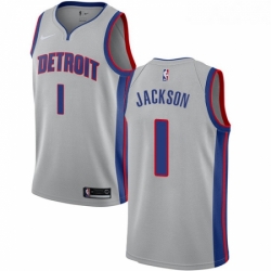 Womens Nike Detroit Pistons 1 Reggie Jackson Authentic Silver NBA Jersey Statement Edition