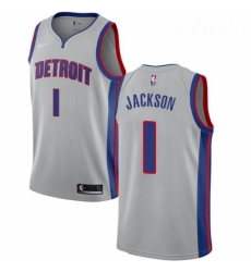 Youth Nike Detroit Pistons 1 Reggie Jackson Authentic Silver NBA Jersey Statement Edition