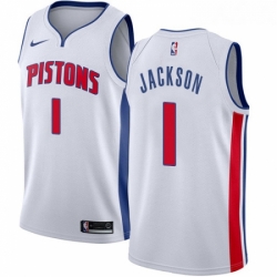 Youth Nike Detroit Pistons 1 Reggie Jackson Authentic White Home NBA Jersey Association Edition