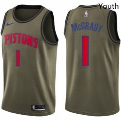 Youth Nike Detroit Pistons 1 Tracy McGrady Swingman Green Salute to Service NBA Jersey