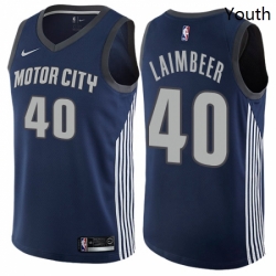 Youth Nike Detroit Pistons 40 Bill Laimbeer Swingman Navy Blue NBA Jersey City Edition