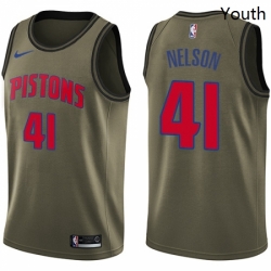 Youth Nike Detroit Pistons 41 Jameer Nelson Swingman Green Salute to Service NBA Jersey 