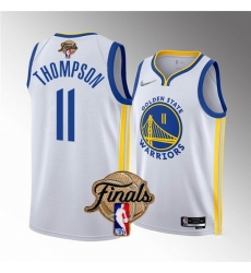 Men Golden State Warriors 11 Klay Thompson 2022 White NBA Finals Stitched Jersey