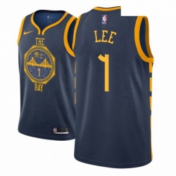 Men NBA 2018 19 Golden State Warriors 1 Damion Lee City Edition Navy Jersey 