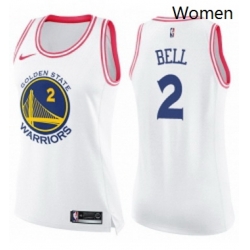 Womens Nike Golden State Warriors 2 Jordan Bell Swingman WhitePink Fashion NBA Jersey 