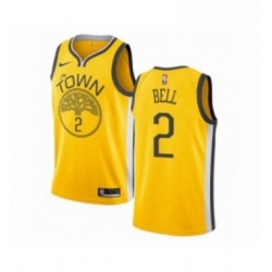 Womens Nike Golden State Warriors 2 Jordan Bell Yellow Swingman Jersey Earned Edition 