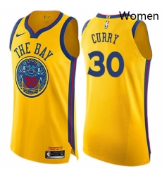 Womens Nike Golden State Warriors 30 Stephen Curry Swingman Gold NBA Jersey City Edition