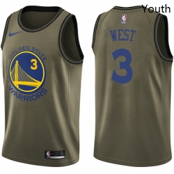 Youth Nike Golden State Warriors 3 David West Swingman Green Salute to Service NBA Jersey