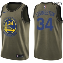 Youth Nike Golden State Warriors 34 Shaun Livingston Swingman Green Salute to Service NBA Jersey 