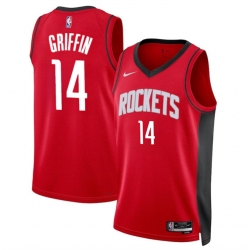 Men Houston Rockets 14 AJ Griffin Red Icon Edition Stitched Jersey
